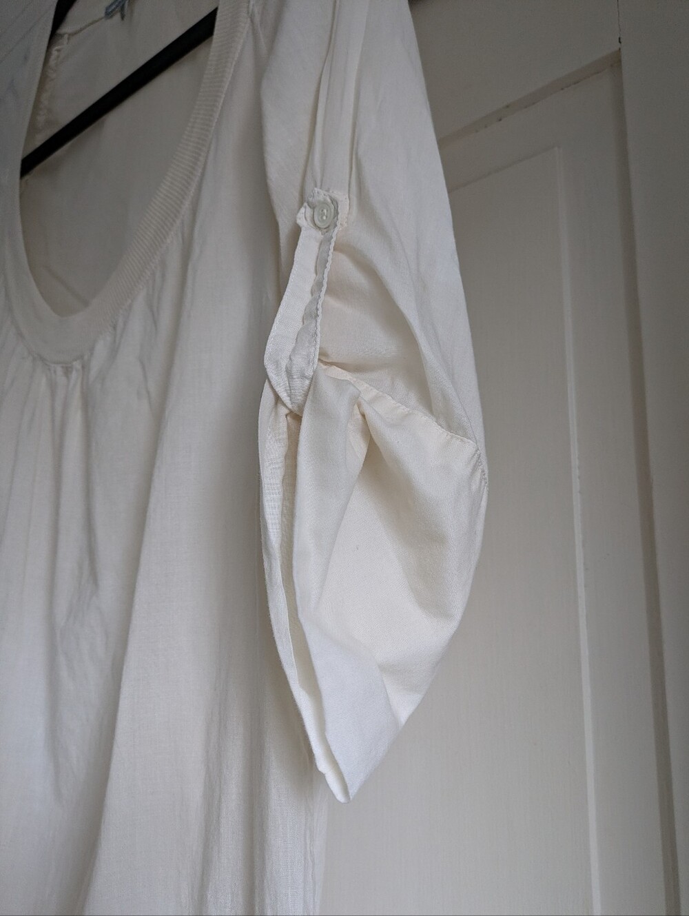 James Perse Ivory Mini Dress w/ Roll Up Sleeve Option- JP 2 - Picture 4 of 5